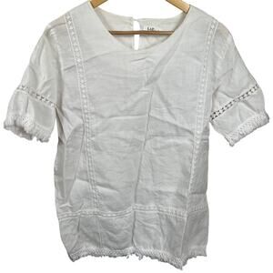 LAP Collarless Button-Up Blouse White *Dimensions in Picture*